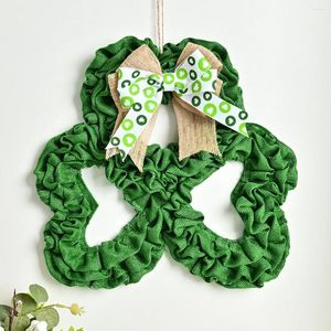 Dekorative Blumen, irischer Festivalkranz, St. Patrick's Day-Schleife, grüner Anhänger, Weihnachtsdekoration für die Außentür