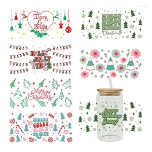 Window Stickers UV DTF TransfeSr Merry Christmas Candy Prints för 16oz libbey Glasögon Wraps Bottles Cup Can D4932