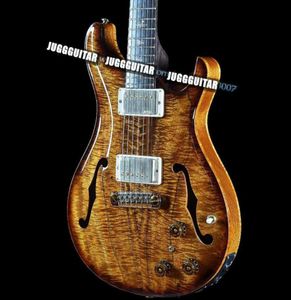 Paul Reed Hollowbody II Rättvis privat Stock Natural Satin Koa Smoked Burst Electric Guitar Ebony Fingerboard Vintage Abalone B4516100