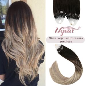 Extensions Ugeat Micro Loop Human Hair Extensions Real Human Hair Micro Link Hårförlängningar Brasilianska naturliga högkvalitativa 50 g per paket