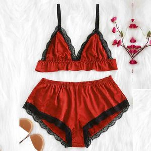 8p5k Sexy pijamas feminino de renda em camisola calcinha calcinha sexy cetim seda