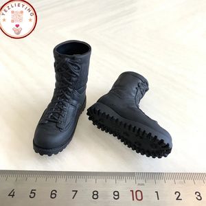 1 6 Male Soldier Black Tactical Shoes Combat Training Soft Rubber Boots Model Middletube For 12 inch Body Figure Doll 240328