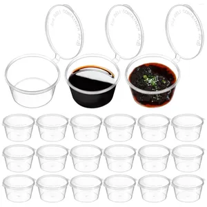Disposable Cups Straws 100 Pcs Measuring Portion Condiment With Lids Plastic Containers Pleated Glue Seasoning Packing 2 Oz Salad Dressing