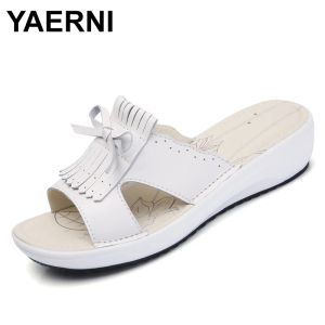 Sandaler Yaerni Ny Böhmen Casual Women Flat Platform Tassel ButterflyKnot Sandals Wedges Beach Sandals Shoes Flip Flops Womene1293