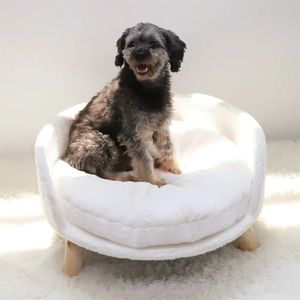 Pet Sofa Bed Raised Cat Chair Small Dog Couch Bed Removable Cushion Sleep House 240327