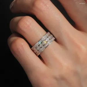 Кольца кластера CAOSHI модные женские кольца на палец эффектные украшения с блестящим цирконием модные аксессуары серебряного цвета для свадьбы