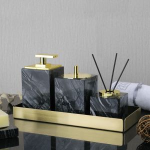 Albero di spazzolino set di marmo naturale nero per bagno per boschi di sapone per errori di sapone Accessori per vaso per vaso da bagno set