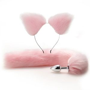 SM Sexy Fox Tail Plug anale Plug da cortile in metallo Giocattolo adulto Coda artificiale Set Play 240315