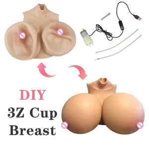 Breast Pad DIY Inflatable ZZZ Cup Silicone Breast Forms Cosplay DIY Huge Fake Boobs Giant Tit Crossdresser Air Filliing Man to Women 240330
