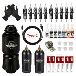 Kit de tatuagem rotativa de máquina Rocket Mini Tattoo Hine Pen com 2pcs Tattoo Power Supply