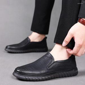 Sapatos casuais estilo americano homem confortável moda mocassins de luxo homens couro verão respirável oco para fora