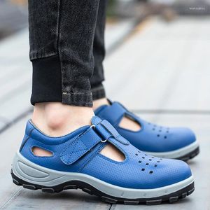 Stiefel Herren Mode Atmungsaktive Stahlkappe Arbeitssicherheitsschuhe Sommer Weiche Ledersandalen Arbeiter Sicherheit Schützen Schuhe Mann