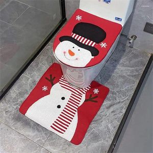 Coprisedili per WC Tappetino da bagno Immagini multicolori di cartoni animati Design di Babbo Natale Decorazione resistente e adatta Copertura natalizia