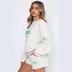 Kvinnors träningsduits hoodies + korta byxor brev tryckta tröjor för fru mamma ung flicka