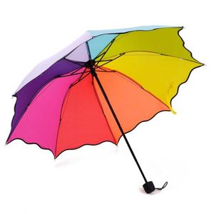 Guarda-chuvas 20 Pçs / lote Colorf Três Dobráveis ​​Fal Rainbow Chuvoso Guarda-chuva Telescópico Drop Delivery Home Garden Housekeeping Organização Rai Dhuwd