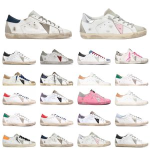 Luksusowa marka Sneaker Golden Fash Mens Suest Buty Projektantki Kobiety Obcasy Superstar Dirty Super Star Black White Pink Ball Star Treners des 9657 Chaussures