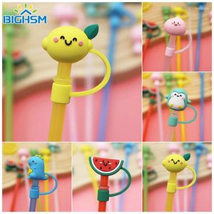 Drinking Straws 1PC Silicone Sealing Straw Plug Reusable Dust Cap Cartoon Plugs Tips Cover Suit Kitchen Cup DIY Accessories Wholesale