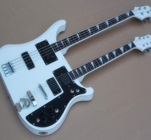 400 guitarra elétrica de seis cordas com pescoço duplo e baixo elétrico de quatro cordas em um branco7521003