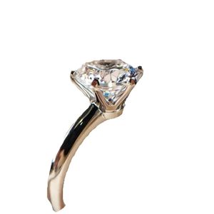 Solitaire 1CT Lab Diamond Ring 100% Real Sterling Sier Jewelry zaręczyny Pierścień Wedding Pierścień dla kobiet Party Bridal Prezent