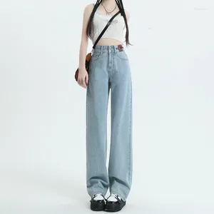 Женские джинсы, весенние модные уличные американские свободные широкие брюки с однотонными карманами на молнии и пуговицах, высокие прямые брюки