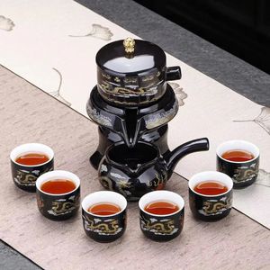 Stone Mill Automatic Semiautomatic Heatresistant Teaware Set with Retro Tea Pot and Cups for Home Use 240328