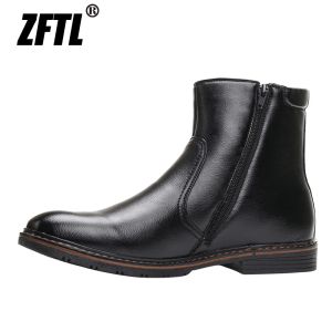 boots ZFTL Men's Ankle snow boots Man Chelsea boots slip on Russia winter warmly large size black Male plus fur Ankle casual boots