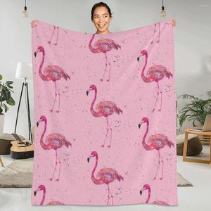 Blankets Pink Flamingo Animal Picnic Flannel Throw Blanket Warm Soft Outdoor Design Bedspread Birthday Present