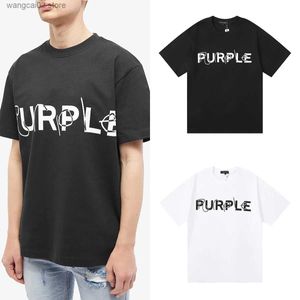 Men's T-Shirts Purple Brand Letter Printing T Men Women Strtwear White Black T Shirt Casual Short Slve T-Shirt T240401