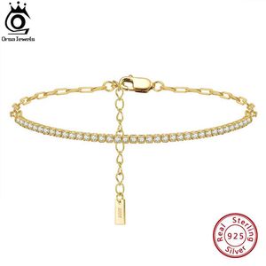 Chain Orsa Jewels 14K Gold-Plated Paper Clip Chain Womens Tennis Armband 925 Sterling Silver Handgjorda armbandsmycken SB141 Q240401