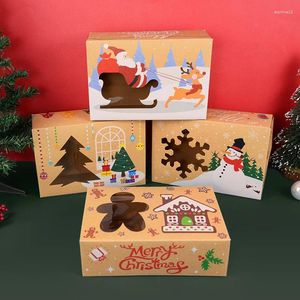 Gift Wrap 4st Christmas Boxes Toy Present Diy Packaging Decor Cartoon Clear Window Paper Box For Xmas Year