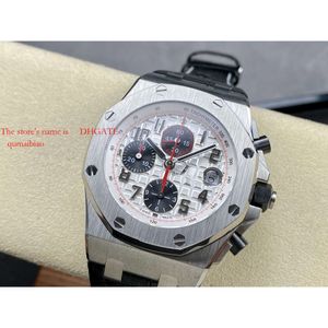 Relógio APF de aço de 42 mm, série 26470, liga de cronógrafo de cerâmica, movimento branco masculino, fábrica, designers de tempo automático, mecânico 648 montredeluxe