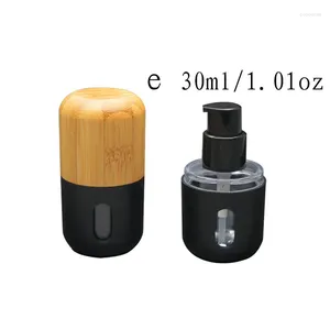 収納ボトル30ml竹の化粧品エマルジョン/ローションポンプコンテナメイクアップファンデーション補充可能なボトル空のビューティーコンシーラー