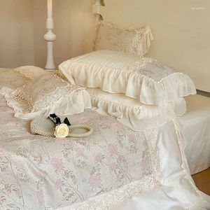 寝具セット1000TCエジプトの綿ホワイトプレミアムエレガントセットシックなステレオスピックレリーフローズフラワー羽毛布団カバーベッドシート枕カバー