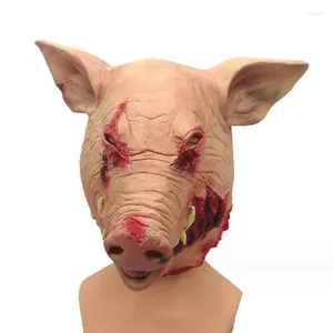 Dekoracja imprezy 1PC/Lot Pig Lateks Nakładowanie Halloween Dekoracje krwawienia maska ​​SAW SAW Cosplay for