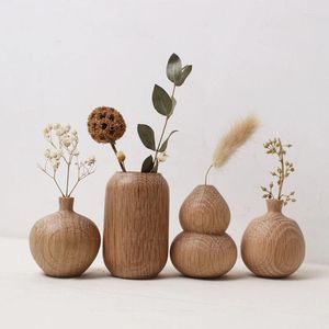 Vases 7 Styles Round Wood Flower Vase Modern Nordic Arrangement Pot Home Living Room Tabletop Decoration