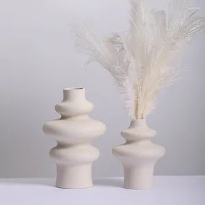 Vase Nordic White Fish Fired Home Accessoriesセラミック花瓶の斑点を付けられた艶をかけられた乾燥した花の福品創造的装飾装飾