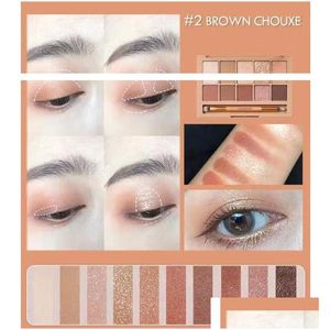 Cień do powiek Huda dziecko łóżko nudes paleta cienia do powiek 10 kolorów makijaż nagi naturalny nagi matowy połysk błyszcząca Pigment Rose złoto Textu Dhptq