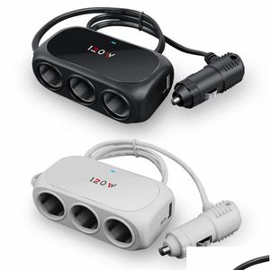 Auto-Zigarettenanzünder, Dual-USB-Anschluss, 3-Wege-Buchse, Splitter, Ladegerät, Stecker, Adapter, DC 5 V, 1 A, Add 2,1 A, für alle Telefon-PCs, iPads, Drop-Lieferung, Aut Otvti