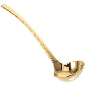 Spoons Long Handle Soup Spoon Stainless Steel Serving Scoop Mixing For Home Restaurant (Golden)