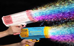 Bubble Gun Boom Blower Rocket 69 Holes Water Gun Toys Soap Machine Shape Automatic With Light For Kids Outdoor Pomperos Day Gift4973695