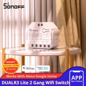 Controle Sonoff Dual 2CH Wifi Switch Luzes duplas controladas remotamente Wifi Switch Controle dois dispositivos Smart Wireless Switch funciona com Alexa