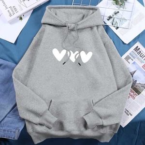 Women's Hoodies Sweatshirts White Heart Printed Hoodies Women Fleece Warm Hooded Daily New Fashion Spring Autumn Casual Female Sweatshirt S-4XL 240401