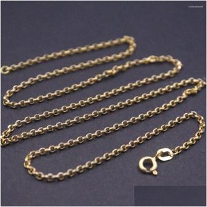 Kedjor REAL 18K Gul guldkedja för kvinnor 2mm Rolo Link Halsband 18 tum längd/2.2G Stamp AU750 Support Test Drop Delivery Jewelry N DH3XN