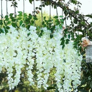 Dekoratif Çiçekler 12 PCS Yapay Wisteria Pure Beyaz Zarif Simüle Dekorasyon Düğünler Açık Törenler