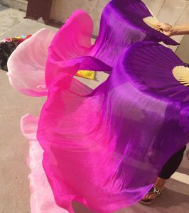 Decoração de festa crianças adultos feitos à mão colorido seda bambu chama dança do ventre longo dobrável fã véus arte roxo rosa x