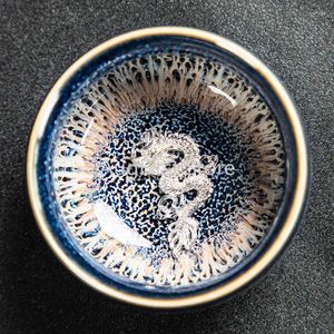 Set di articoli da tè 3D Lotus Dragon Phoenix GOLDFISH Tazza da tè The Twele Segni zodiacali cinesi Set da tè Piccole tazze di ceramica Caffè in porcellana