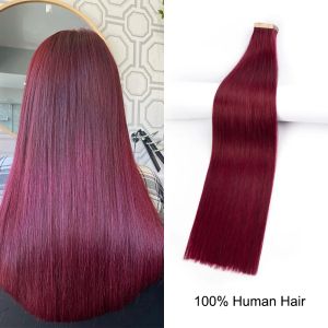 Extensions ShowCoco Tape in Human Hair Extension 100% Human Hair Color 99J Thick Ends Double Raked Remy 14 