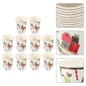 Disposable Cups Straws 10 Pcs Coffee Glass Paper Water Holder Business Party Cup Ice Cream Drinking Banquet