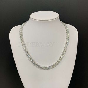 Corrente de tênis moissanite gelada 925 prata esterlina 6mm d vvs colar de tênis moissanite corrente de moissanite para joias de hip-hop