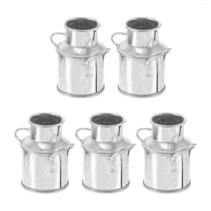 Vases 5 Pcs Milk Jug Tin Bucket Iron Barrel Miniature Ornament For Flowers Pot Micro Landscape House Decorations Home